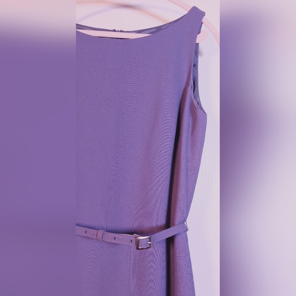 Casual Corner Purple Sleeveless Belted Sheath Dress Size 12 Lined Career Slit - Picture 3 of 14